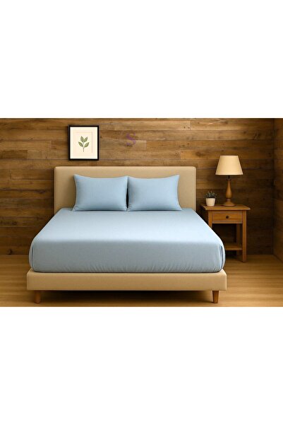 shules collection Blue Double Sheet+Pillow Set 100% Cotton