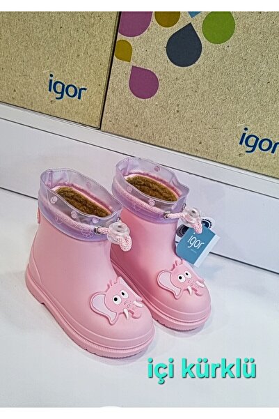 IGOR bimbi elefante borrego fil pembe içi kürklü yağmur çizmesi