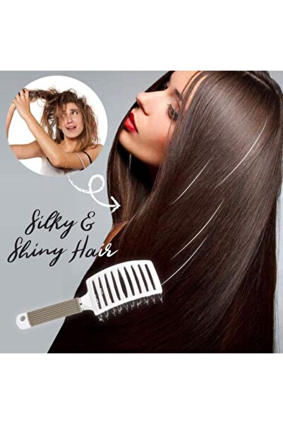 Best Ladies Women's Nylon Detangling Bristle Curved and Vented Scalp Massage Dry & Wet Hair Brush (Black