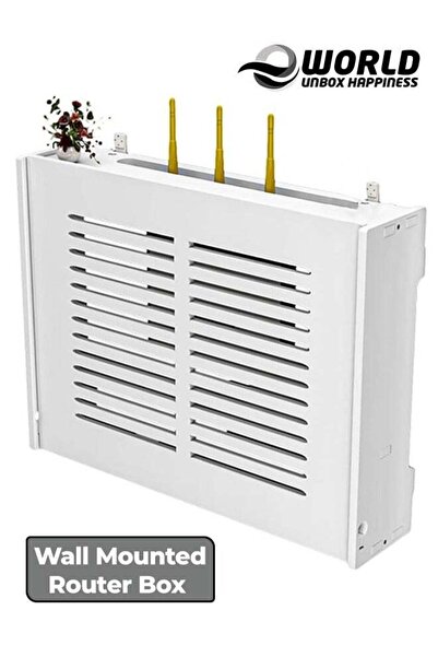 Eworld رف جهاز توجيه مثبت على الحائط مقاوم للماء مع صندوق حماية لوحة التوصيل،...