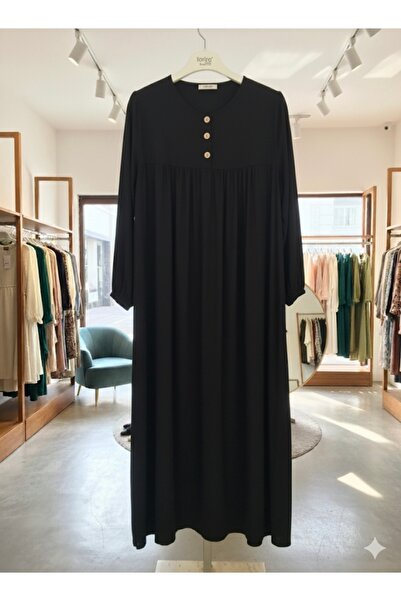 fariza tekstil Düz robalı viskon elbise