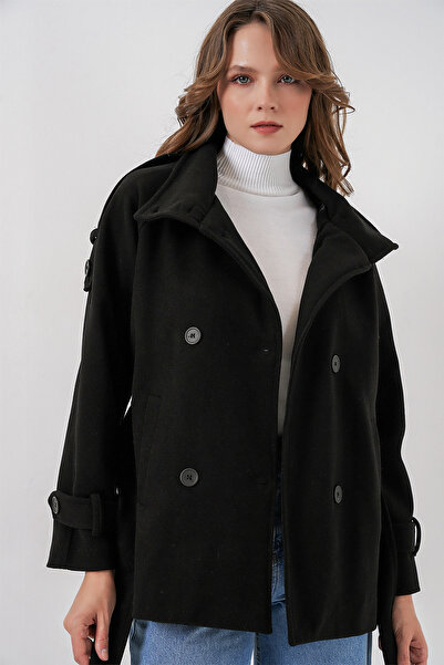 Bigdart Women's Belted Cashmere Coat 9162 - Black