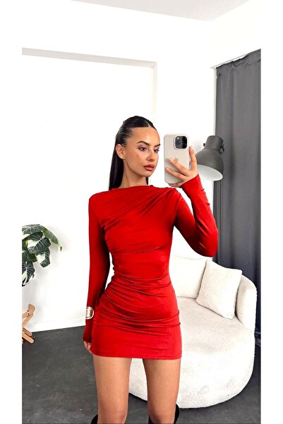 Lesy DALGIÇ KUMAŞ UZUN KOLLU KISA ELBİSE