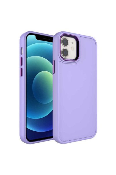 zore iPhone 12 Compatible Hard Senk Botox Case with Metal Frame and Button De...