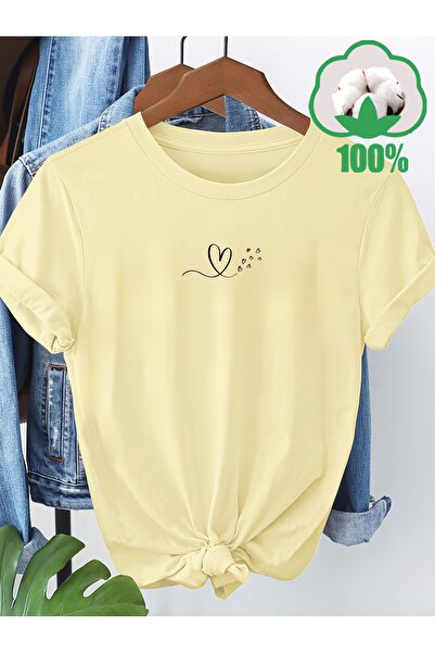 Eritqaa Unisex Oversized T-Shirt Heart Drawing Patterned