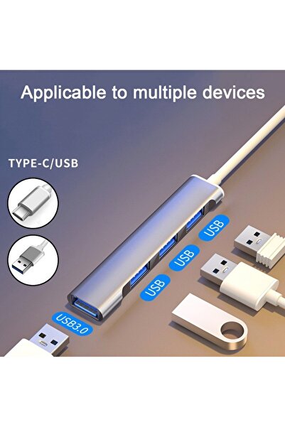 PRİZE Adaptor Dongle Transfer de date tip C-USB si Splitter cu 4 porturi USB