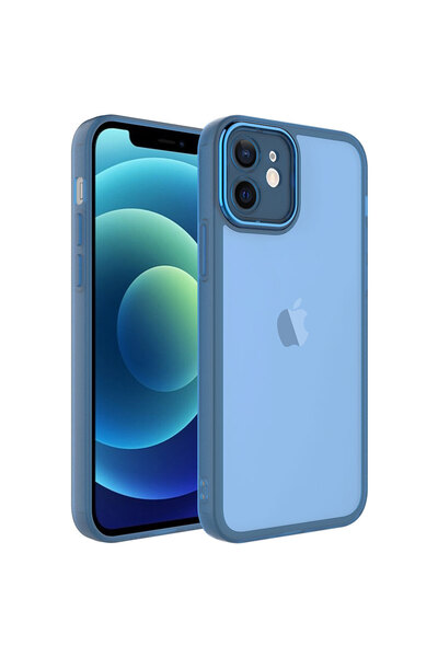 zore حافظة هاتف آيفون 11 متوافقة مع الكاميرا وشفافة من SENK - أزرق