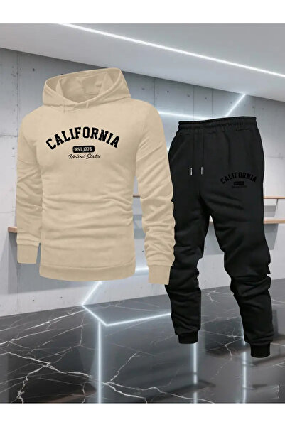 Soothing Space California Printed Hooded Fleece Unisex Tracksuit Set