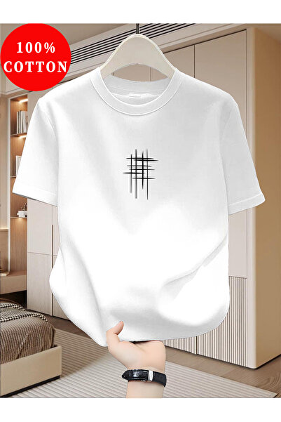 Eritqaa تي شيرت للجنسين قصة فضفاضة مينيمال لاين مطبوع