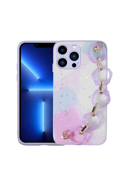 zore حافظة سيليكون SENK Elsa متوافقة مع هاتف iPhone 12 Pro مع حامل معلق على اليد - أرجواني