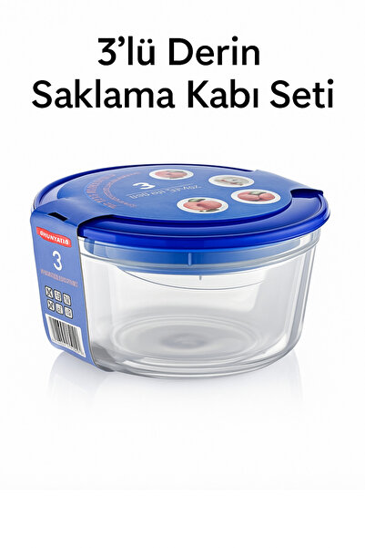 Yenilig 3-Piece Deep Storage Container Set - Leakproof, Bpa Free, and Space-S...