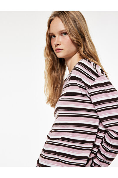 Koton Μακρυμάνικο μπλουζάκι με ριγέ λαιμόκοψη