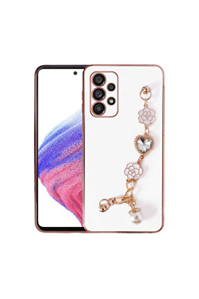 zore Galaxy A72 Case with Hand Grip Camera Protection Senk Taka Silicone Cover - White