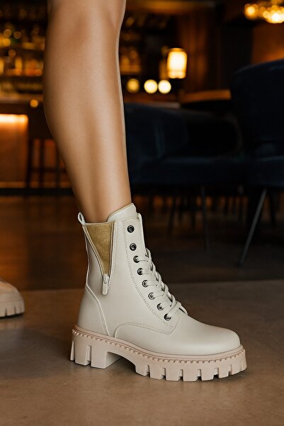 ERAVEN Silvery Zippered Lace-Up Daily Women's Boots & Booties