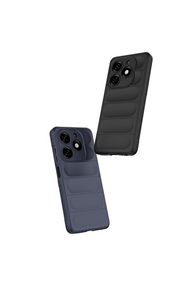 zore Infinix Hot 40I Case Flexible Tpu Hollowed Out Back Surface Design Senk Ethnic Silicone Cover - Navy Blue