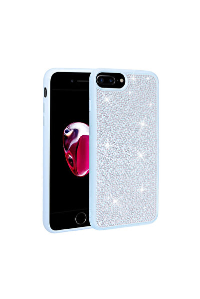 zore iPhone 7 Plus Case Shiny Stone Design Senk Ston Cover - Lilac
