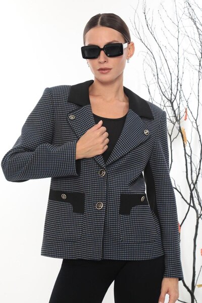 GND TEKSTİL GND Kadın Desenli Düğmeli Klasik Blazer Ceket – Şık Ofis ve Günlü...