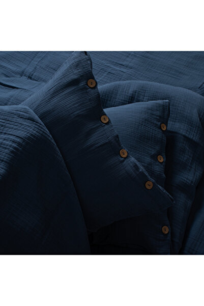 Befera Design Muslin 100% Cotton Double Size Washable Duvet Cover Set Non-Ironing Blue