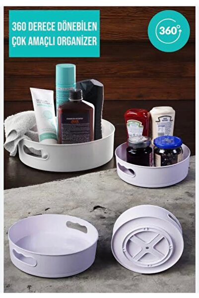 BULUT 360 Derece Dönen Banyo & Buzdolabı & Mutfak Düzenleyici Dönebilen Tepsi- Düzenleyici Organizer