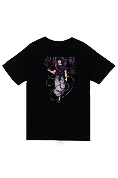 fame-stoned Jujutsu Kaisen Satoru Gojo Anime Printed Unisex 100% Cotton Black T-Shirt