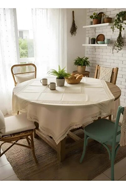 Dekomina مفرش طاولة مربع من الكتان