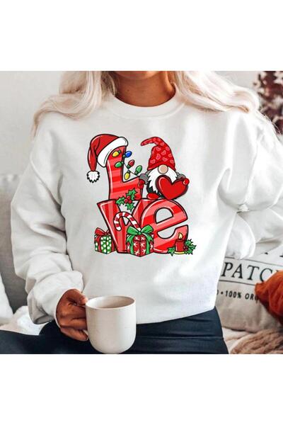 OEM White 100% Cotton Sweatshirt Love Red