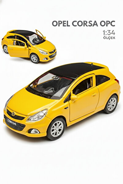 craftivio Sarı 1:34 Ölçek Die Cast Kapıları Açılır Lisanslı Opel Corsa OPC Oyuncak Metal Model Araba