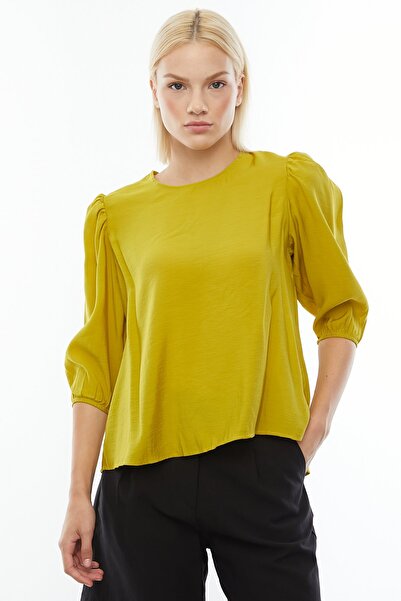 PAULMARK Crew Neck Shoulder Detail Blouse