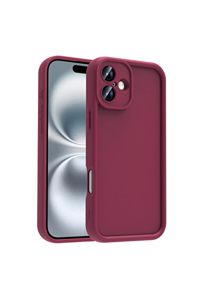 zore iPhone 16 Plus Case Camera Protected Senk Pineapple Cover - Plum
