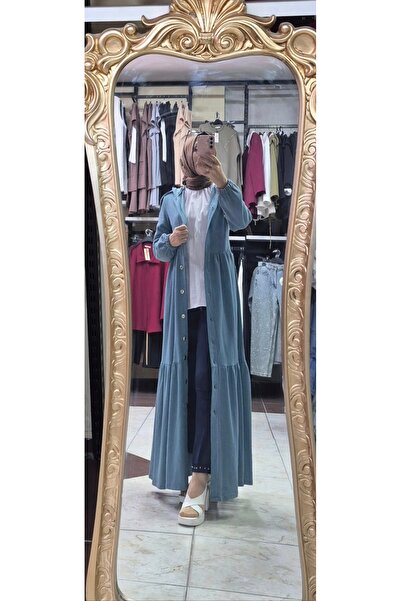 Mintaş Kapşonlu önden düğmeli kirpik penye ferace