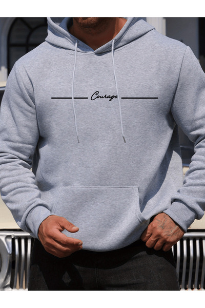 Soothing Space سويت شيرت للجنسين قصة فضفاضة بغطاء رأس مكتوب عليه الشجاعة