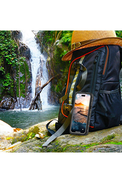 zore iPhone 15 Plus Compatible Senk 1-1 Waterproof Case-Black