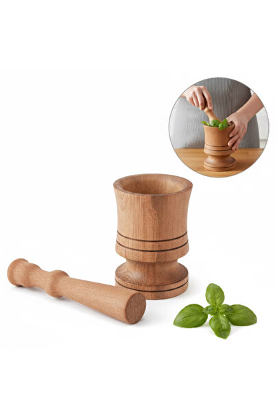 THK Mortar and pestle, Bamboo wood, Ø6.5x10.5 cm, Light brown, THK®