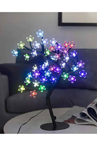 PLTECH Kiraz Çiçeği LED Masa Lambası – Yılbaşı Dekoru, Renkli Işık Bonsai Ağa...