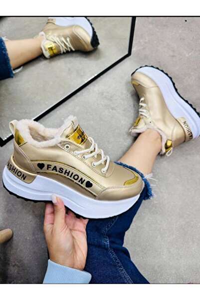 AĞCA Γυναικεία χειμερινά παπούτσια με ψηλή σόλα με γούνα με κορδόνια άνετα αθ...