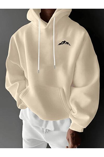 Soothing Space Unisex Oversized Hooded Sweatshirt Mountain Patterned