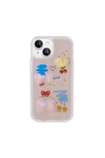 zore iPhone 15 Plus Compatible Embossed Figure Shiny Senk Minimini Silicone Case-Red