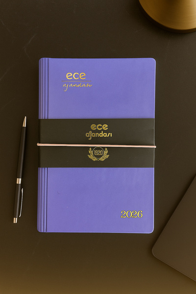 Ece Ajandası Yeni Akçay 2026 12x18 Günlük Ajanda Çizgili Lila