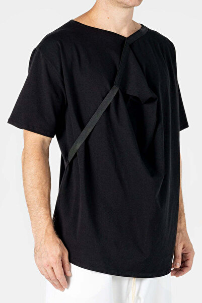 The Quiet King Front Draped Black T-Shirt