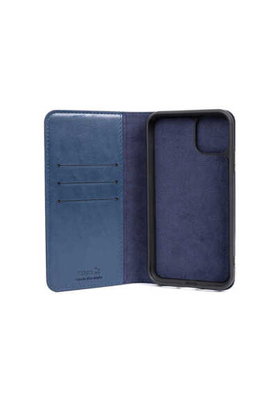 zore iPhone 11 Pro Max Compatible Senk Multi Wallet Case-Navy Blue