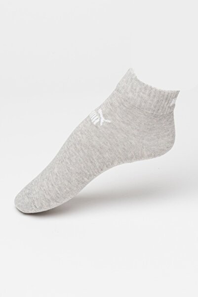 Puma 3-pack short unisex cotton-blend logo socks, grey melange, EU 47-49