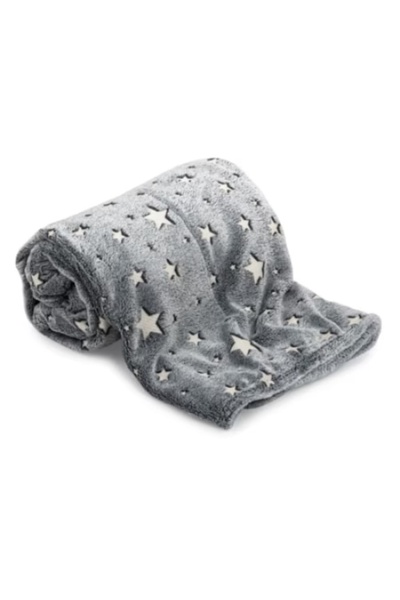 FOXMAG24 Fluffy blanket, with phosphorescent stars, dimensions 120X150 cm, soft and comfortable, gray