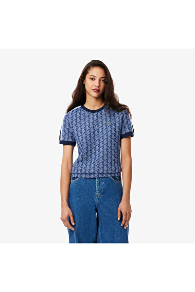 Lacoste تيشيرت جاكار قصة ضيقة ومونوغرام - TF3244-00-AIT