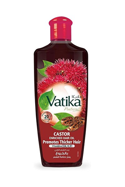 Vatika زيت الشعر الطبيعي المعزز بزيت الخروع يعزز كثافة الشعر وكثافته، 300 مل