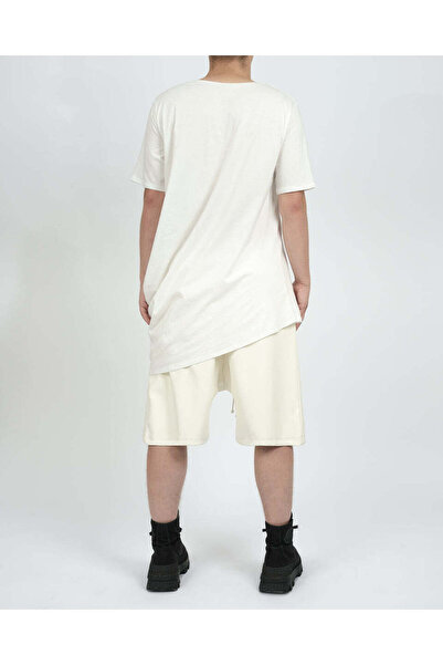 The Quiet King White Side Draping Cotton T-Shirt