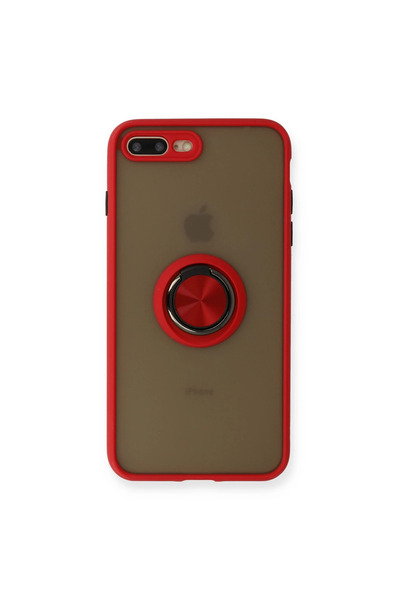 Marsilyan جراب آيفون 7 بلس غطاء سيليكون مونتريال مع حلقة - أحمر