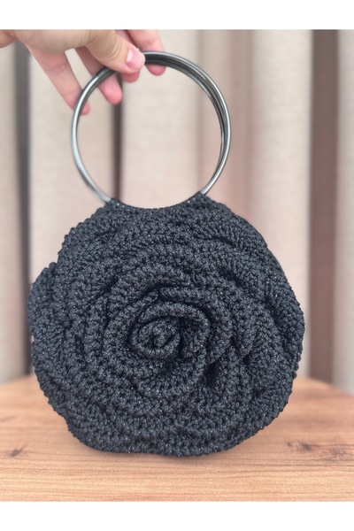 Helybag El Yapımı Örgü Gül Çanta – Rose Bag – Metal Saplı - 4 farklı renk seç...