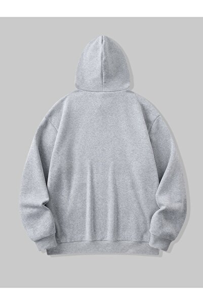 PALPİTO Women's Gray Pepe London Printed Hooded Hoodie Sweatshirt