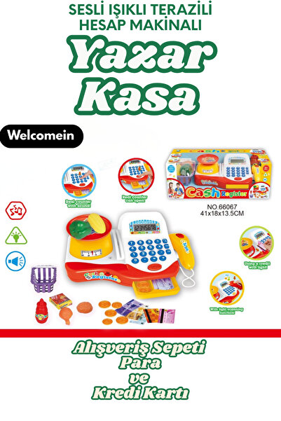 welcomein Oyuncak Sesli ve Işıklı Terazili Hesap Makinalı Yazar Kasa Alışveri...