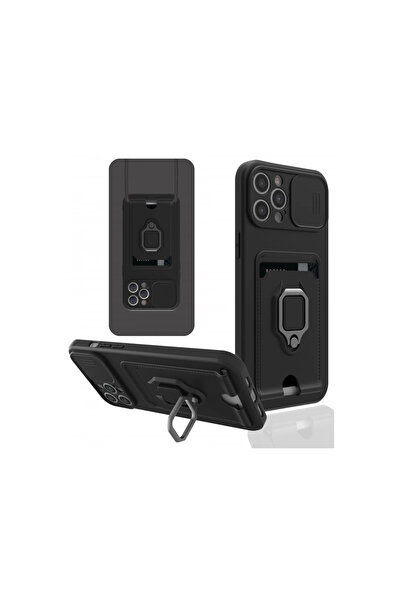 eco port Iphone 12 pro case zuma business card ring silicone - black